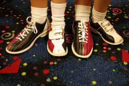Photo of brightly colored adult and child bowling shoes copyright Jamie Wilson from iStockPhoto #000000817792